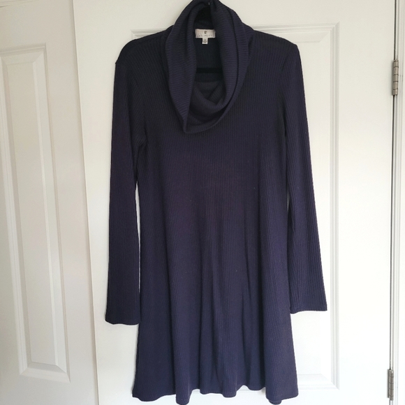 RIbbed Long Sleeve A-line Mini Dress - Picture 5 of 7